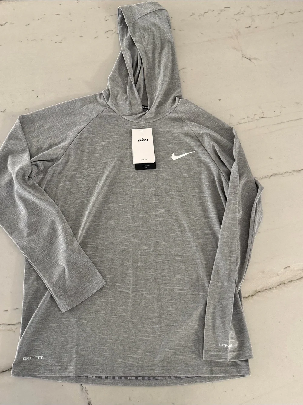 Nike Swim Hydroguard Hoodie Shirt Men's Medium Gray Heather Dri-Fit UPF 40+ Sun